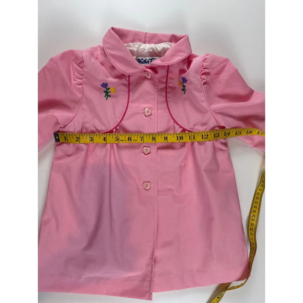 Vintage Weather Tamer Pink Floral‎ Embroidered Heart Button Jacket Girls 4T USA